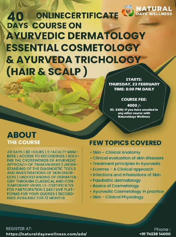 Certificate Course AYURVEDA DERMATOLOGY Essential